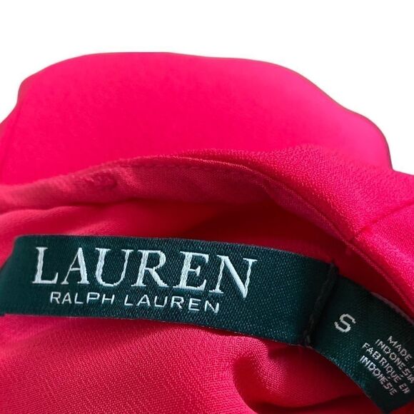 NWT Lauren Ralph Lauren Pink Cold Shoulder Blouse Crepe Ruffles Small - Picture 6 of 7